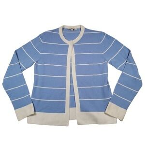 Barbara Lohmann 100% Cashmere Women's Cardigan Sz IT40 US M Blue White Striped